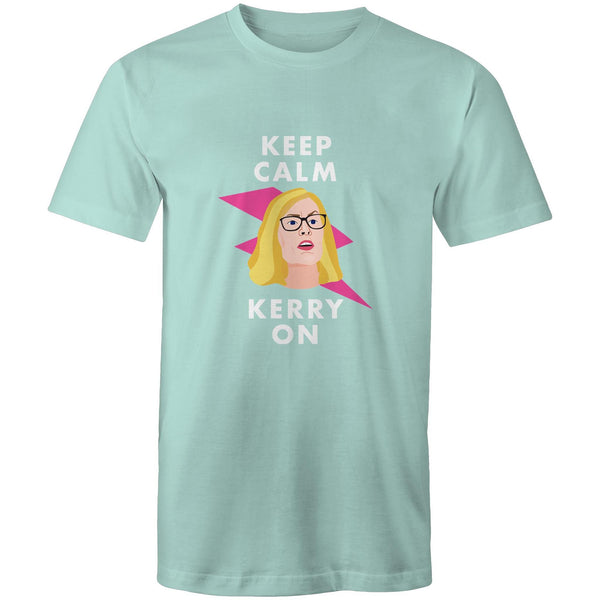 KEEP CALM, KERRY ON - MEN'S T-SHIRT (AQUA/WHITE TYPE)