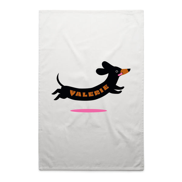 Valerie The Sausage Dog - Tea Towel