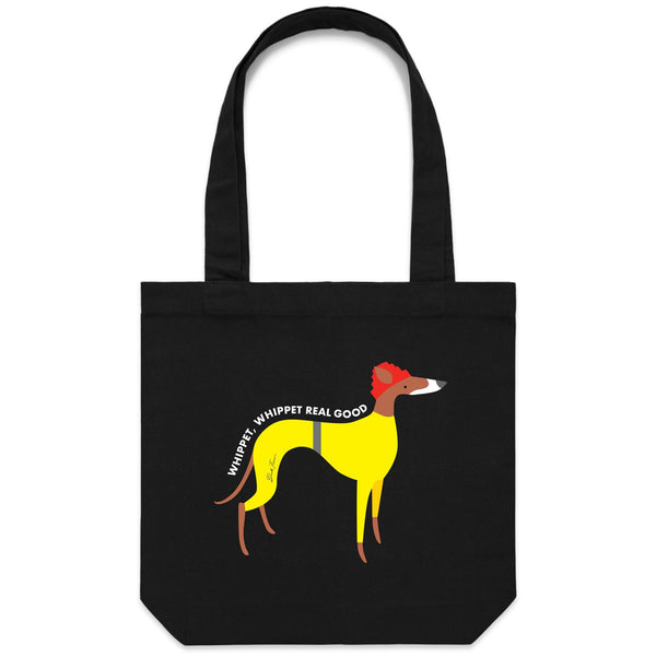 WHIPPET REAL GOOD - Canvas Tote Bag (BLACK)
